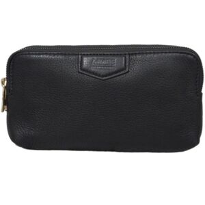 Aimee Kestenberg Black Pebbled Leather Double Zip Zippered Wallet Clutch 8.5x5